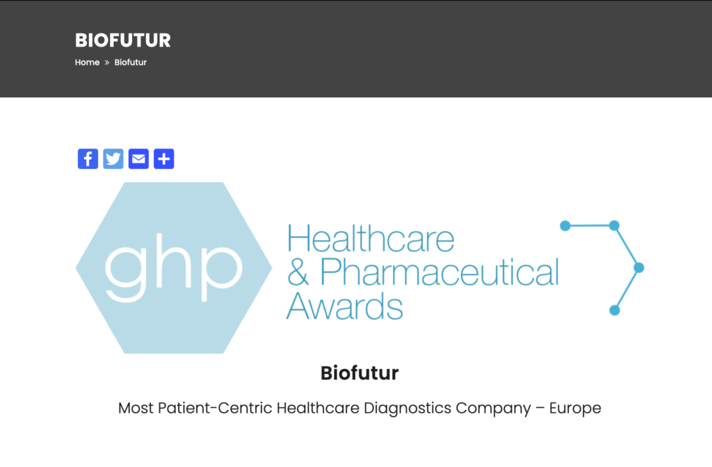 Biofutur primé au ghp Healthcare & Pharmaceutical Awards